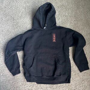 Independent Trading Co black pullover hoodie Japanese-inspired artwork, size M